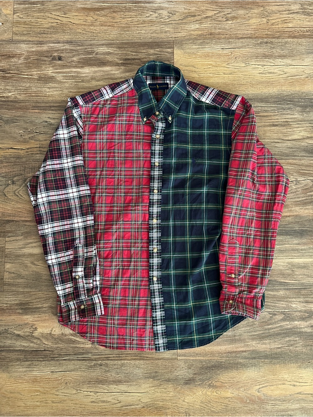 Ralph Lauren Plaid Patchwork Button Down Oxford Style Shirt XL
